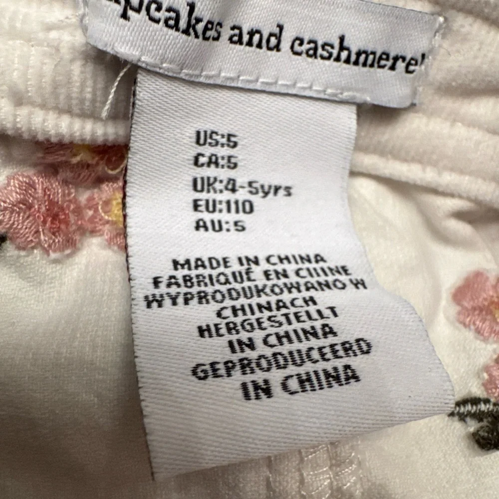 Cupcakes & Cashmere Girls White Floral Corduroy Overall Dress